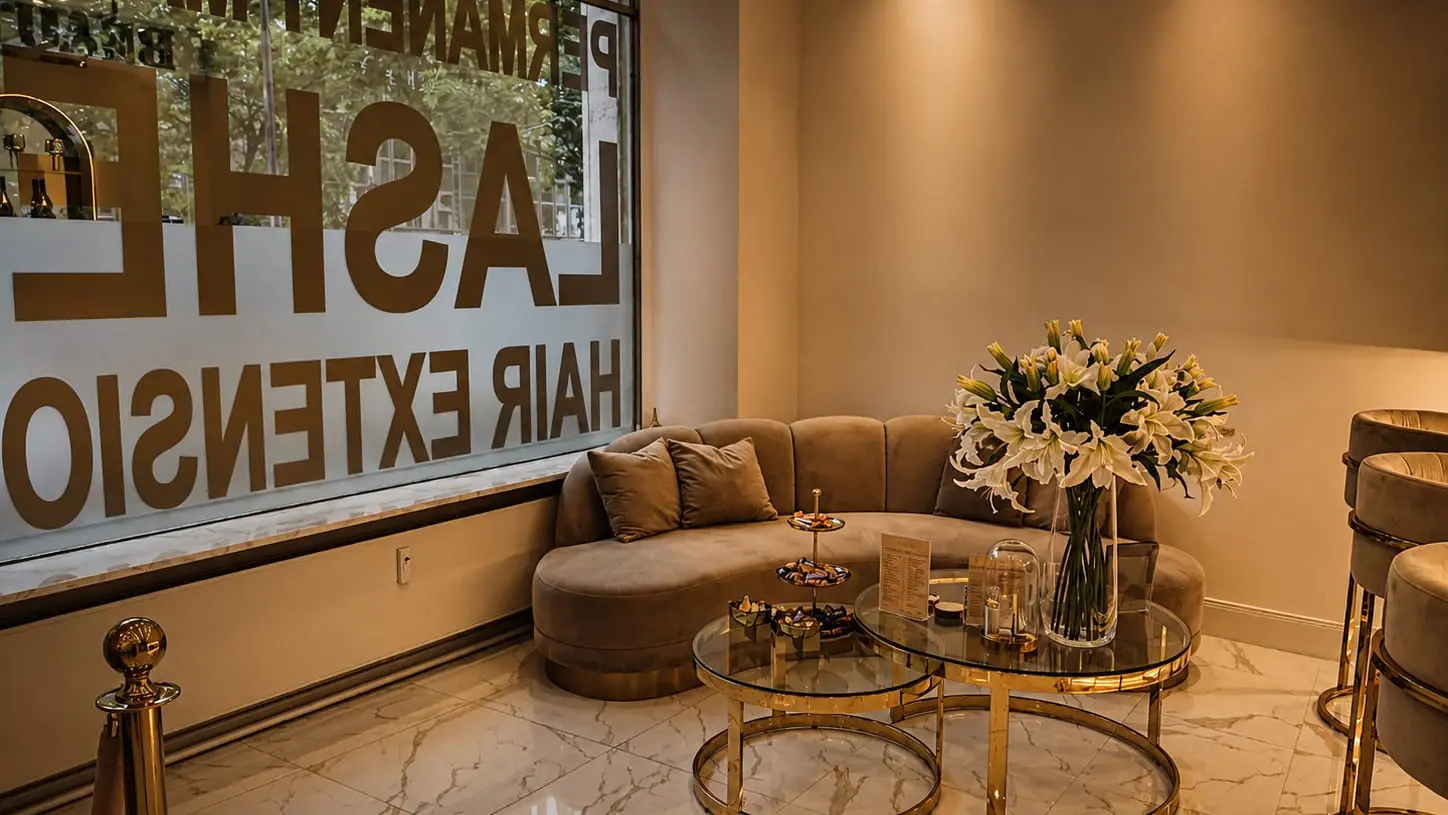 Eingangs- und Loungebereich der Location von Face Art SMP & PMU in Frankfurt.
